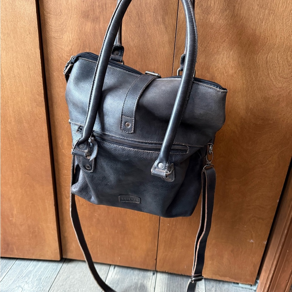 Bed Stu Rachel Black Rustic Woven Leather Tote - Picture 2 of 5